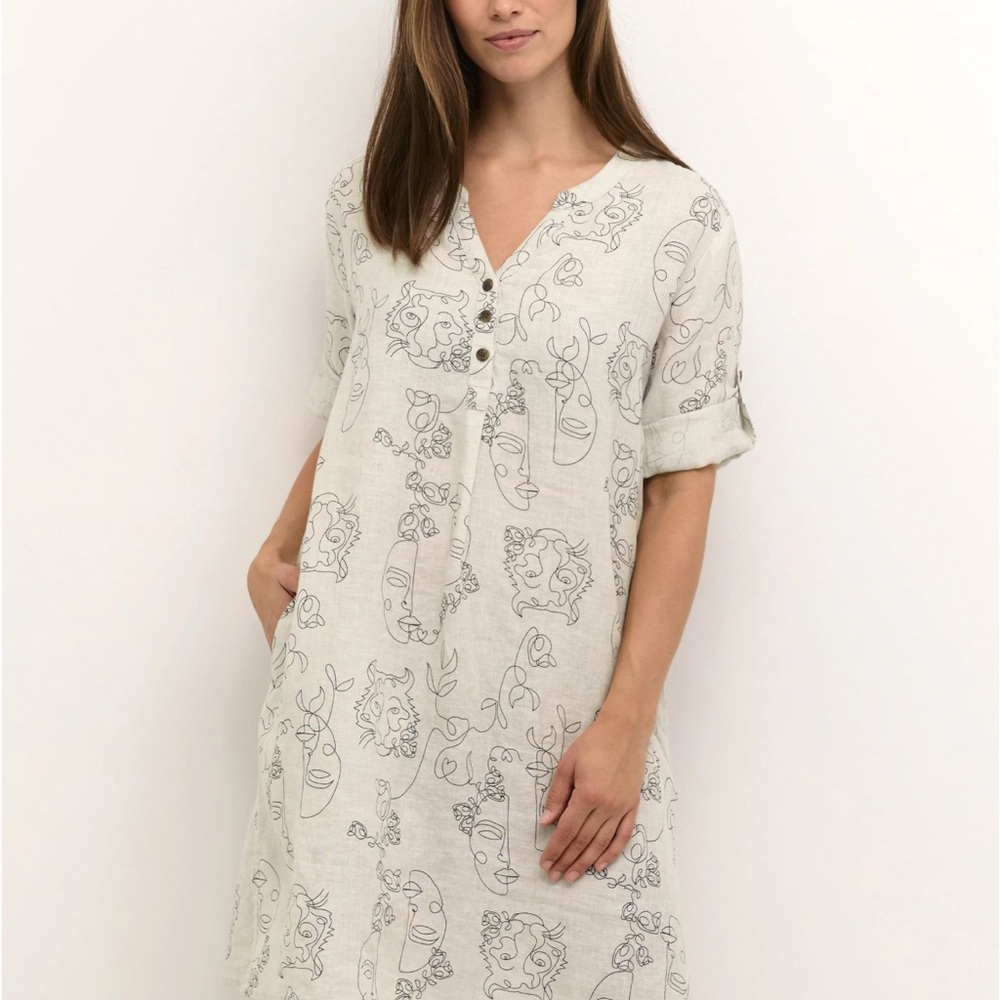 Elegant Cream Printed Dress